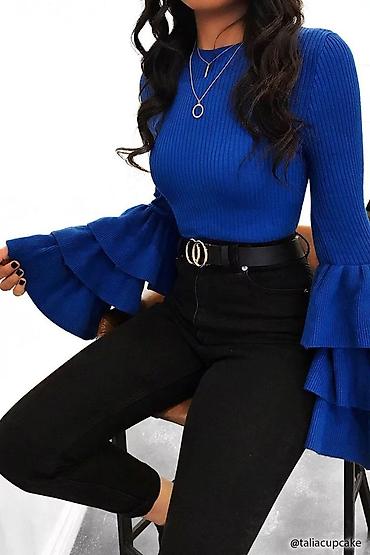 p. s. fashion нови сад – слике: Bluza sa volanima na rukavima.Ima elastina.Kraljevsko — 1