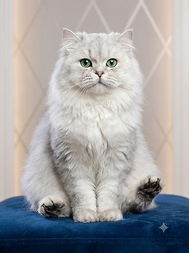 белый кошка: Вязка: Скотиш Страйт (Шотландская прямоухая), Мальчик, 2 года, С документами, Серебристая шиншилла — 1