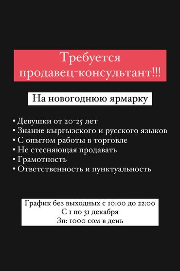 прайм парк: Сатуучу консультант. Бишкек Парк СБ