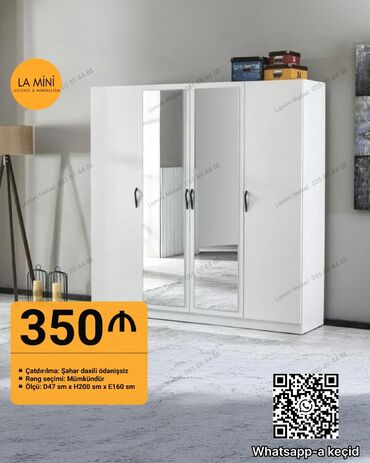 metbex dolab: Yeni, Açılan, 4 qapılı Düz dolab, Qarderob, paltar dolabı, Azərbaycan