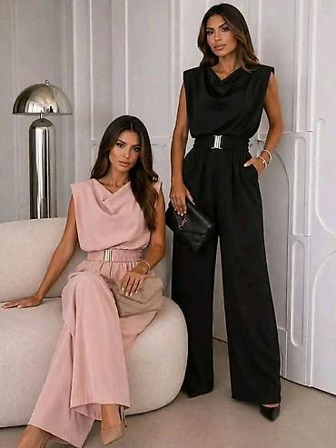 Kombinezoni: S,M,L,XL Elegantni ženski kombinezon bez rukava sa širokim nogavicama — 3