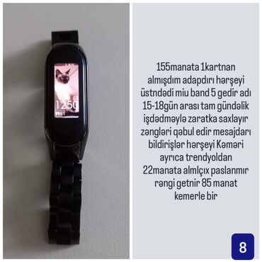 Smart saat, Xiaomi, Sensor ekran, rəng - Qara