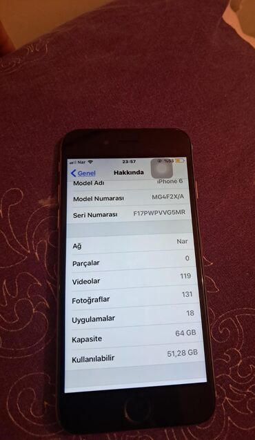 blackberry satisi: IPhone 6, 64 GB, Gümüşü, Face ID