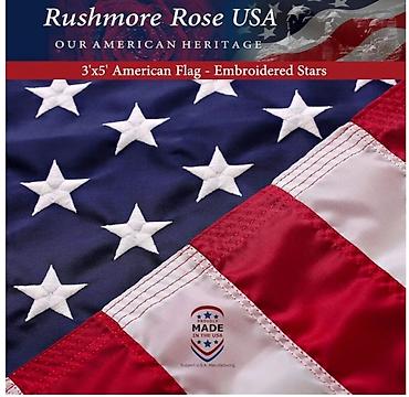 атлас ткань: Флаг США Rushmore Rose USA, размер 3×5 футов (примерно 91×152 см) — 1