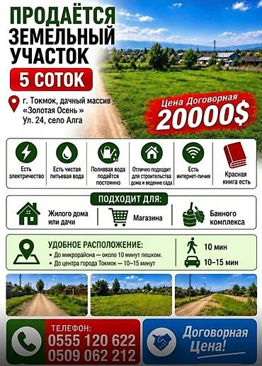 земля поля: 5 соток, Для сельского хозяйства, Красная книга — 1