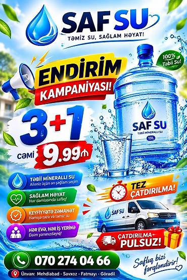 goy su: SAF SU – Təbii minerallı içməli su (19L qab) - Şüar: “Təmiz su — 2
