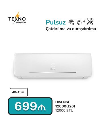 pioneer ses sistemi: Kondisioner Hisense, Yeni, 40-45 kv. m, Split sistem, Kredit var, Pulsuz quraşdırılma