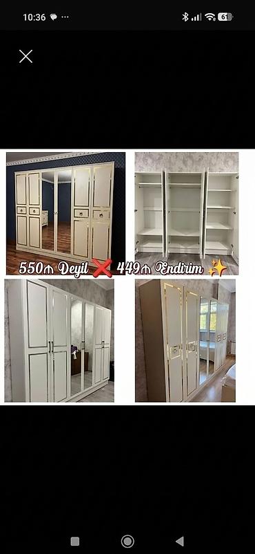 Dörd qapılı paltar şkafı – güzgülü model - Rəng: ağ-krem tonlarında