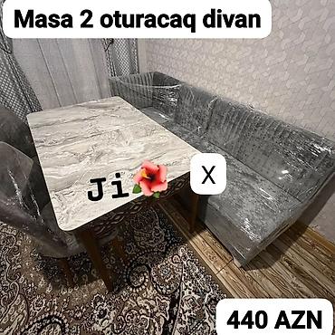 Divan və masa dəstləri: Mətbəx/yaşayış sahəsi üçün masa və 2 oturacaqlı divan dəsti. - Masa — 1