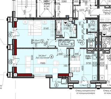 Продажа квартир: 2 комнаты, 86 м², Элитка, 14 этаж, ПСО (под самоотделку)