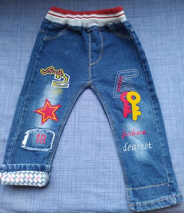 утеплённые джинсы: Джинсы и брюки, цвет - Синий, Б/у
