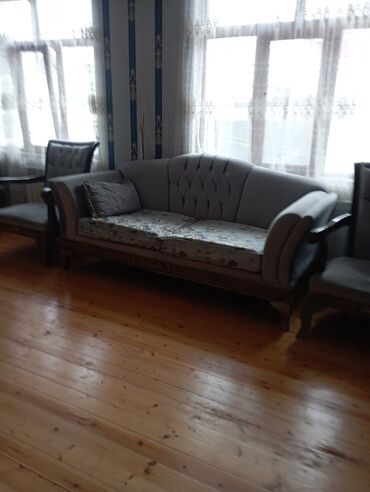 klasik mebeller: Б/у, Классический диван, 2 кресла, Без подьемного механизма, Нераскладной