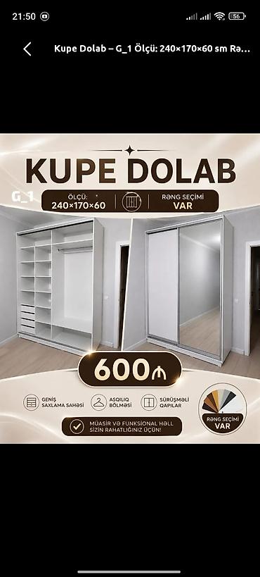 şkaf kupe: Kupe dolab – Model G_1 Ölçü: 240×170×60 sm Rəng seçimi: var (bir — 1