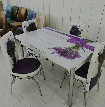 белый стол на кухню: Для кухни, Новый, Раскладной, Прямоугольный стол, 4 стула