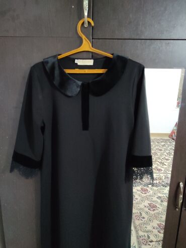 вечернее чёрное платье: Вечернее платье, Классическое, Средняя модель, С рукавами, 3XL (EU 46), 4XL (EU 48)