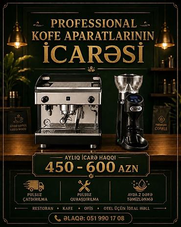 Peşəkar kofe aparatlarının icarəsi - Aylıq icarə haqqı: 450–600 AZN -