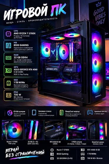 asus swift 3: Компьютер, ядер - 8, ОЗУ 32 ГБ, Игровой, Б/у, AMD Ryzen 7, NVIDIA GeForce RTX 4060, NVMe — 1