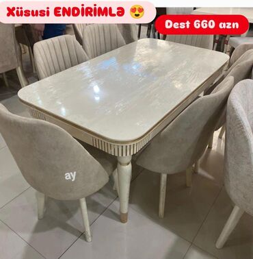 Masa və oturacaq dəstləri: Qonaq otağı üçün, Yeni, 6 stul