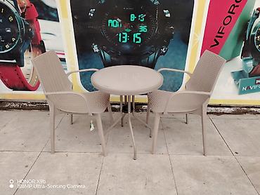 balkon stol stul: Новый, Круглый стол, 2 стула, Нераскладной, Со стульями, Пластик, Турция — 2