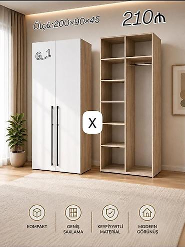 Dolablar: İki qapılı geyim dolabı – model G_1 Ölçü: 200 × 90 × 45 sm Qiymət — 1