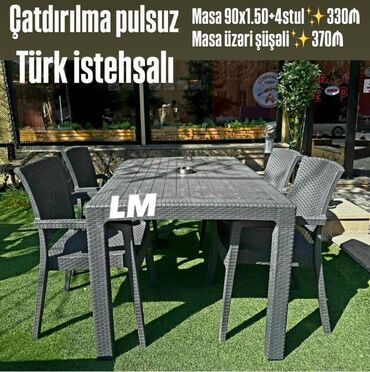 TV altlığı: Yeni Plastik masa dəsti📌 Türk istehsalı masa+4STUL 📌 Qiymət: 330₼ Ölçü