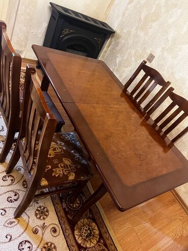 Masa və oturacaq dəstləri: Qonaq otağı üçün, İşlənmiş, Açılan, 6 stul — 8