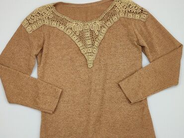 eleganckie brązowa bluzki: Sweter, S, stan - Dobry