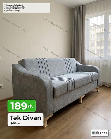 Divanlar: Tək Divan – 200 sm - Mexanizm: açılan, bazalı (alt hissədə saxlama — 1