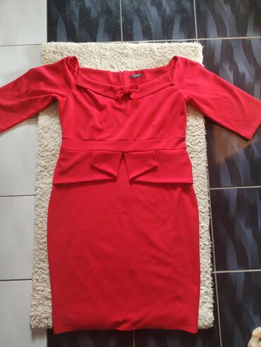 midi haljina: 2XL (EU 44), bоја - Crvena, Oversize, Drugi tip rukava