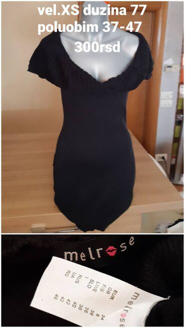 mala crna haljina: XS (EU 34), bоја - Crna, Drugi stil, Kratkih rukava