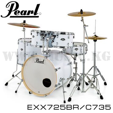ударные музыкальные инструменты: Ударная установка Pearl EXX725 BR/C735 Export Drum Kit (SATIN WHITE) +