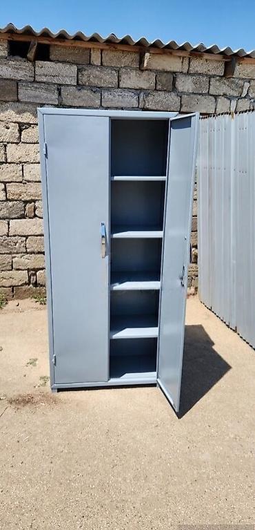 Metall şkaf – 2 qapılı, boz rəng - Material: möhkəm metal, toz boya