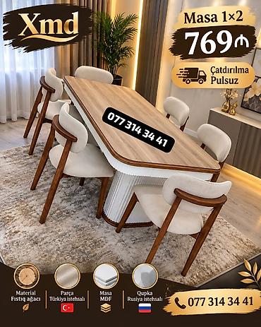 Xmd yemək dəsti - Masa ölçüsü: 1×2 m - Qiymət: 769 ₼ - Çatdırılma