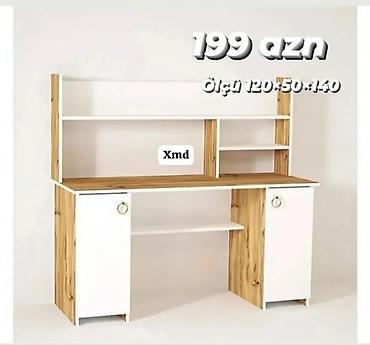 stul modelleri: Tələbə/ofis masası – üst rəfli model Qiymət: 199 AZN Ölçü: 120×50×140 — 1