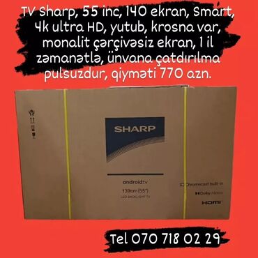 Televizorlar: Anbardan satiş Televizorlar.Unvana çatririlma pulsuzdu.Melumat uçun — 23