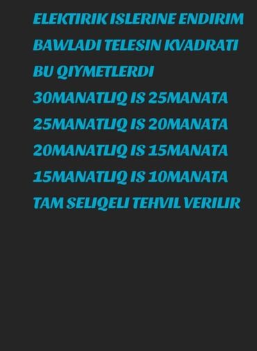 usta malyar: Elektirik islerinin gorulmesi 0dan menzil obyek heyet evi kv 10manat