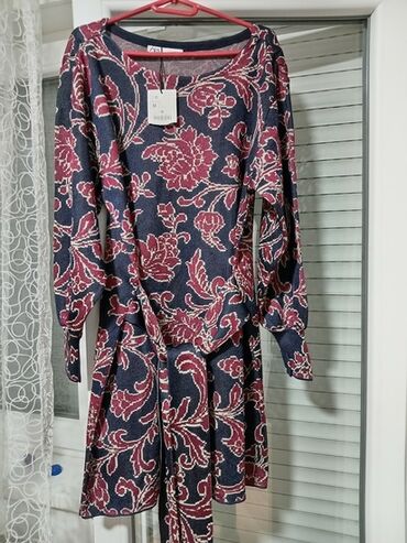 pamučne haljine novi sad: Zara M (EU 38), L (EU 40), bоја - Šareno, Drugi stil, Dugih rukava