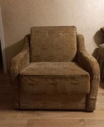 раскладушка двуспальная: Кресло-кровать, Б/у, Односпальный, Самовывоз, цвет - Коричневый