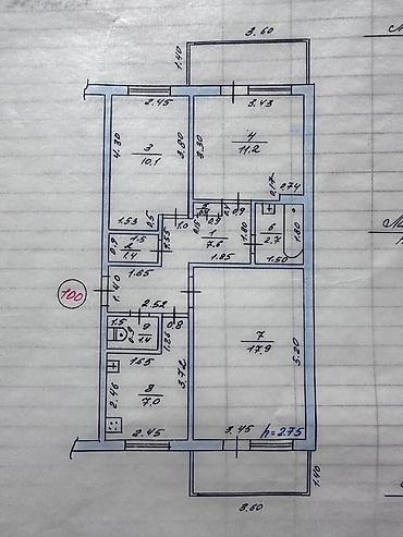 студия 1 комната: 3 комнаты, 60 м², 105 серия, 5 этаж, Косметический ремонт — 7