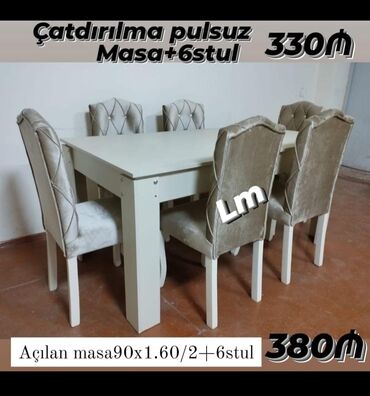 Masa və oturacaq dəstləri: Qonaq otağı üçün, Yeni, Açılmayan, Dördbucaq masa, 6 stul -da lalafo.az — 30 Masa və oturacaq dəstləri: Qonaq otağı üçün, Yeni, Açılmayan, Dördbucaq masa, 6 stul — 30