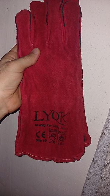 iş əlcəkləri: LYOKS qaynaq əlcəyi – uzunmanjetli, qırmızı rəng. - Təyinat: qaynaq — 2