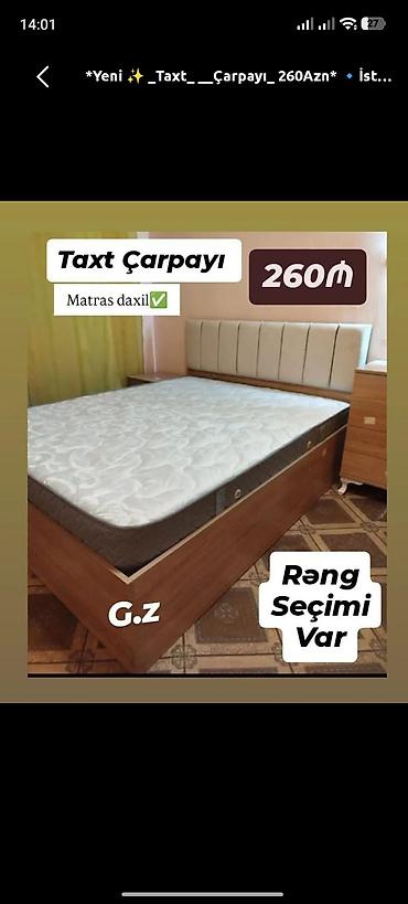 taxt kravat qiymetleri: Taxt çarpayı – matras daxil - Komplekt: taxt çarpayı + matras - — 1
