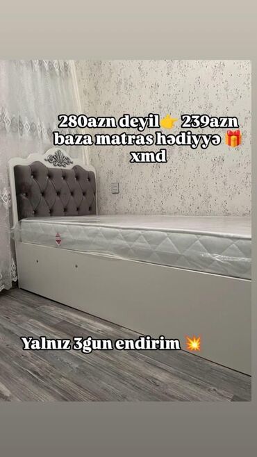купить двуспальная кровать: Yeni, Təknəfərlik çarpayı, Bazalı