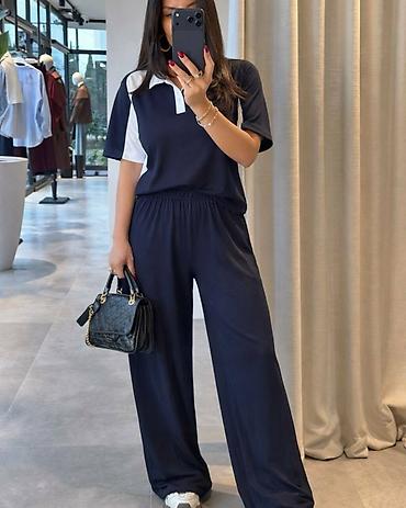 Kompleti: Ženski komplet – bluza i pantalone širokog kroja - Dizajn: ležeran i — 8