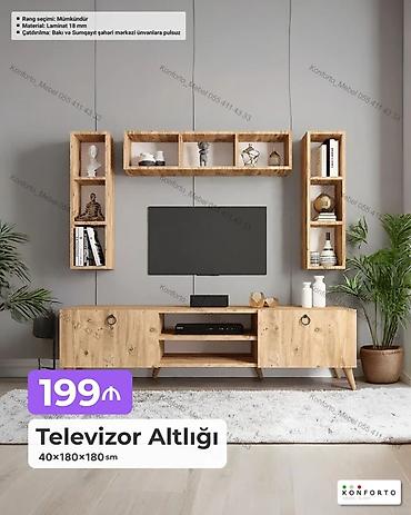 Televizor altlığı və divar rəf dəsti - Ölçü: 40 × 180 × 180 sm -