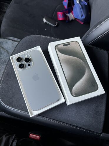Apple iPhone: IPhone 15 Pro, Б/у, 256 ГБ, Natural Titanium, Чехол, Коробка, 89 %