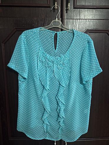tera siqaret: Polka-Chic qadın bluzası – Model 012 - Rəng: firuzə-mavi, xırda ağ — 3