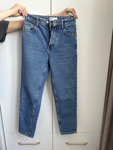 женские джинсы dsquared: Мом, Zara, Высокая талия