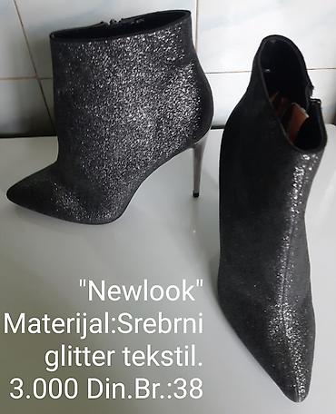 Gležnjače: New Look ženske gležnjače na štiklu - Materijal: srebrni glitter — 3