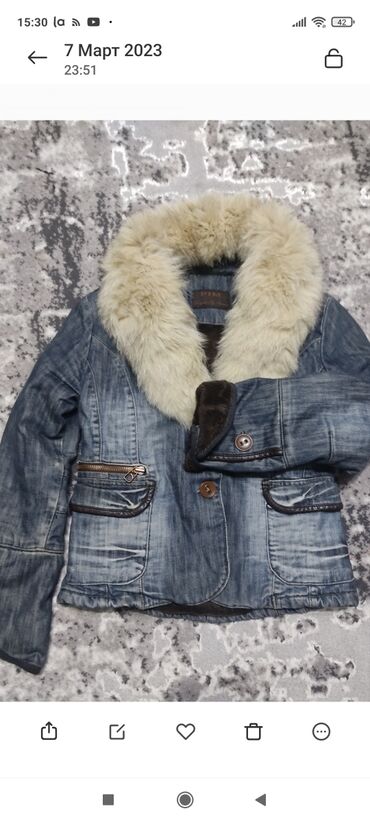 женская джинсовая куртка: Джинсовая куртка утопленная с натуральным воротом писец размер S 450